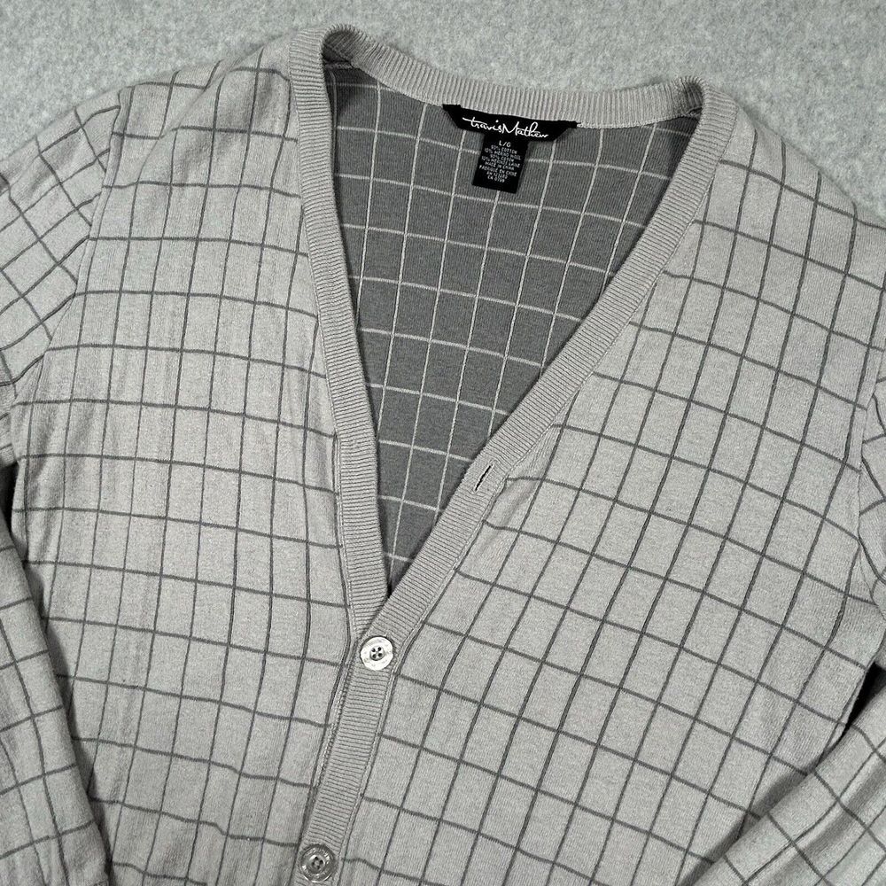 Travis‎ Mathew Cardigan Sweater Mens Large Button Gray Golf Wool Blend READ